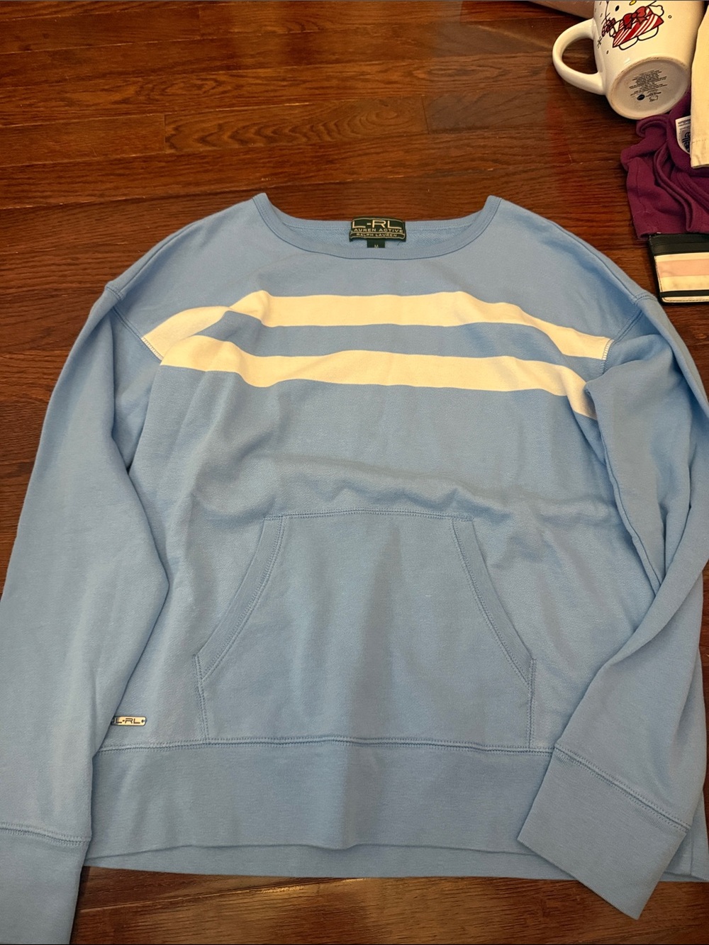 Ralph Lauren Blue Crewneck Sweater with White Stripes